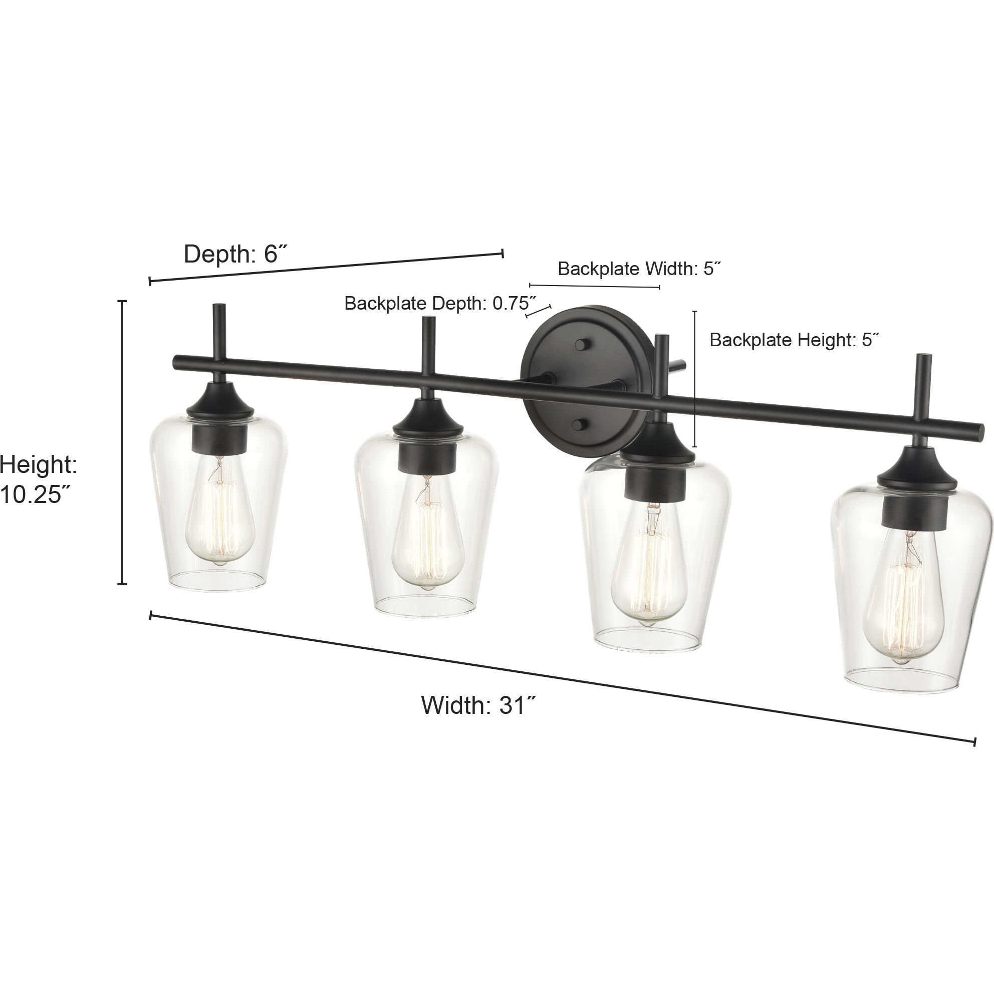 Ashford 4 Light 31 inch Brushed Nickel Bathroom Vanity Light Wall Light